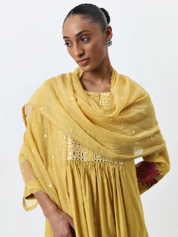 Zuba Mustard Embellished Stole