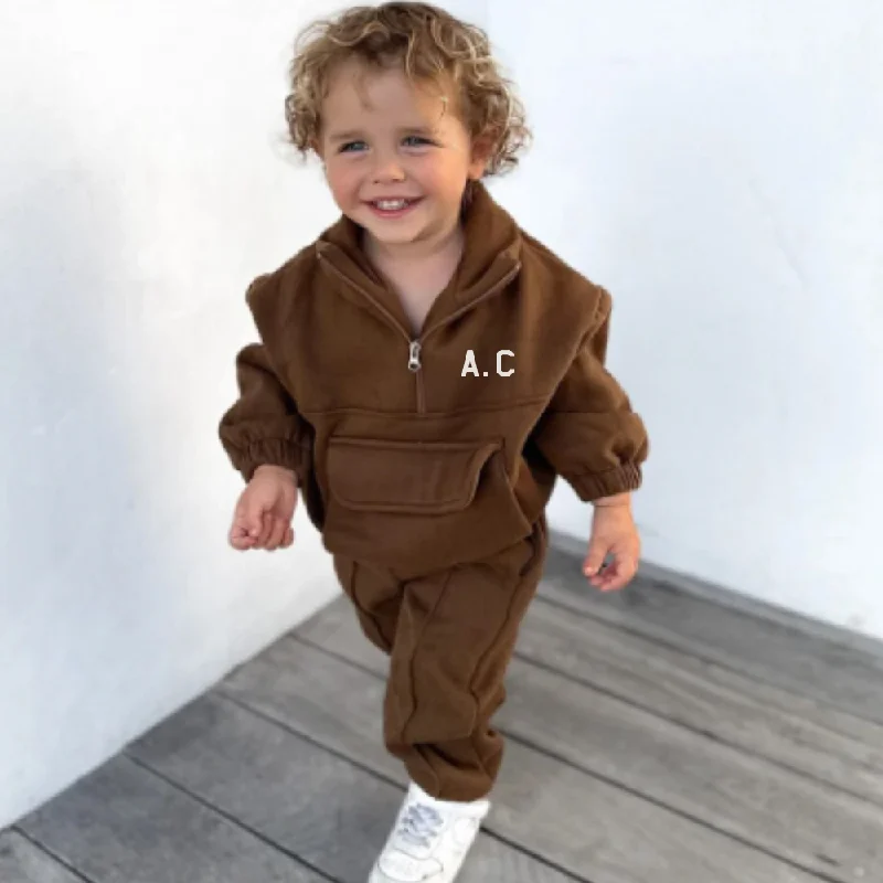 Jersey Pocket Initial Kids Personalised Tracksuit