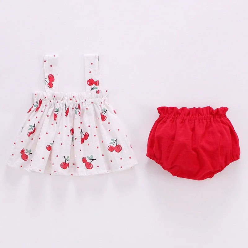 Blossom Breeze Infant Ensemble: Floral Dress & Shorts Set