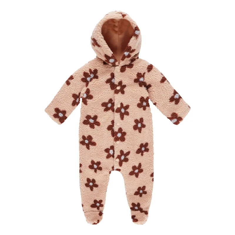 Fleece Jumpsuit - Pink Daisy - Rose