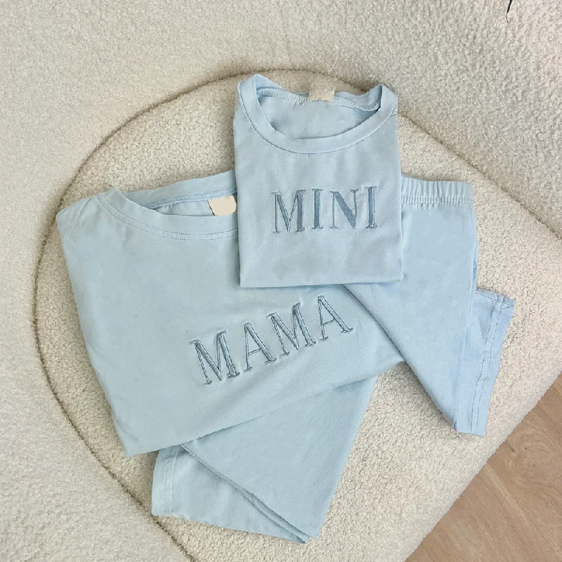 Tonal Mama & Mini Embroidered Tee & Short Sets