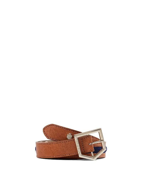 Hampton Belt - Tan Leather & Navy Suede