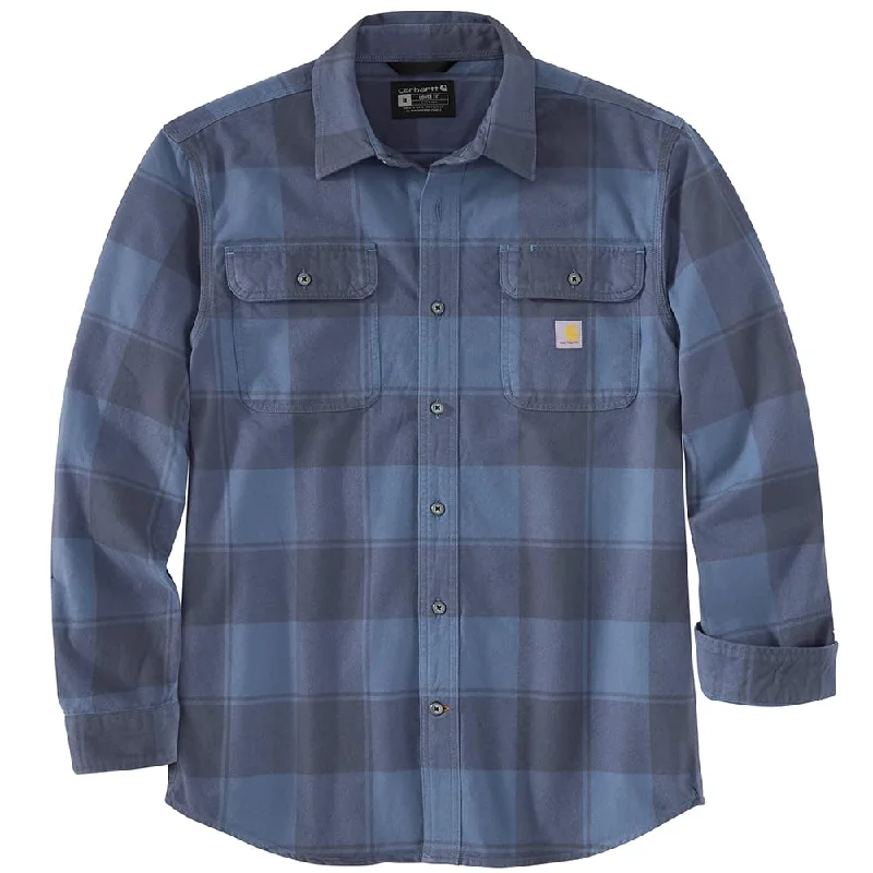 Carhartt 106356 Men's Big & Tall Loose Fit Heavyweight Flannel Long-Sleeve Plaid Shirt, Navy