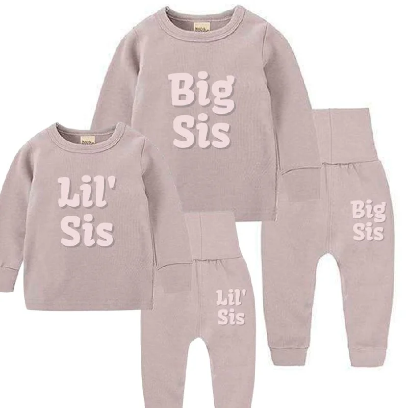 Big Sis & Little Sis Vivid Logo 2 Piece Dust Pink Tracksuit Sets