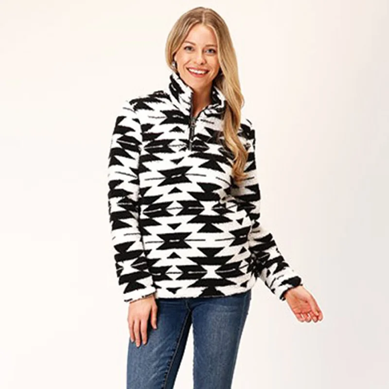 Roper Women's Black/White Polar Fleece 1/4 Zip