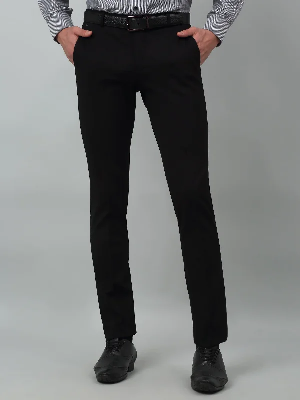 Men's Formal Flat front Black  Trousers