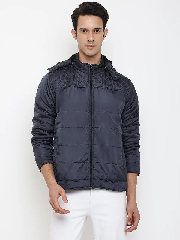 Men Navy Blue Jacket