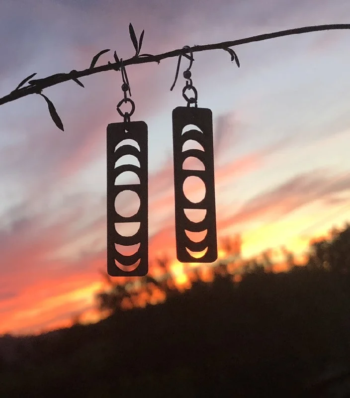 Wooden Lunar Eclipse Earrings