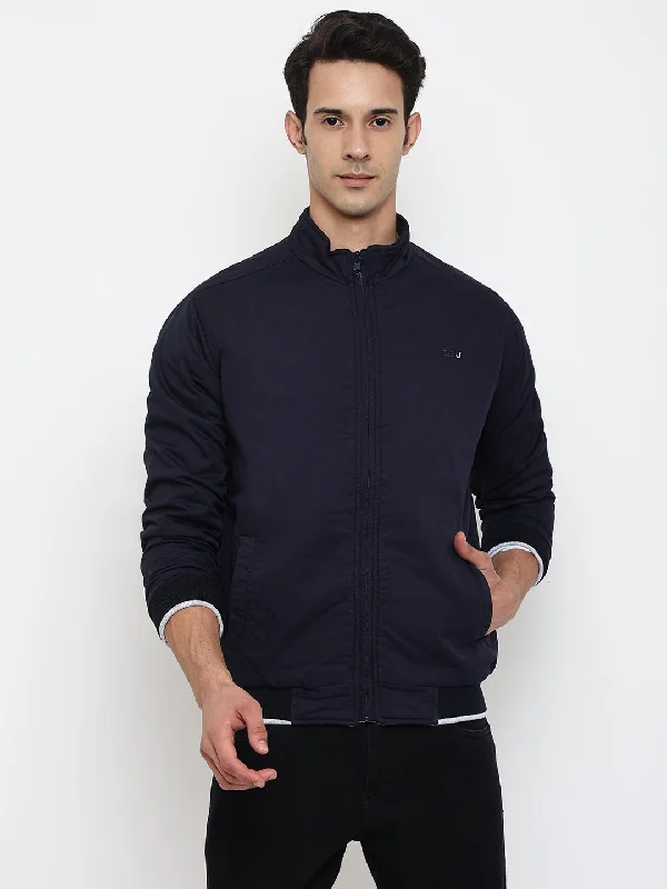 Men Navy Blue Jacket