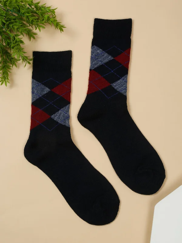 Men's Navy Blue Basic Crew length Socks -Pack of 3