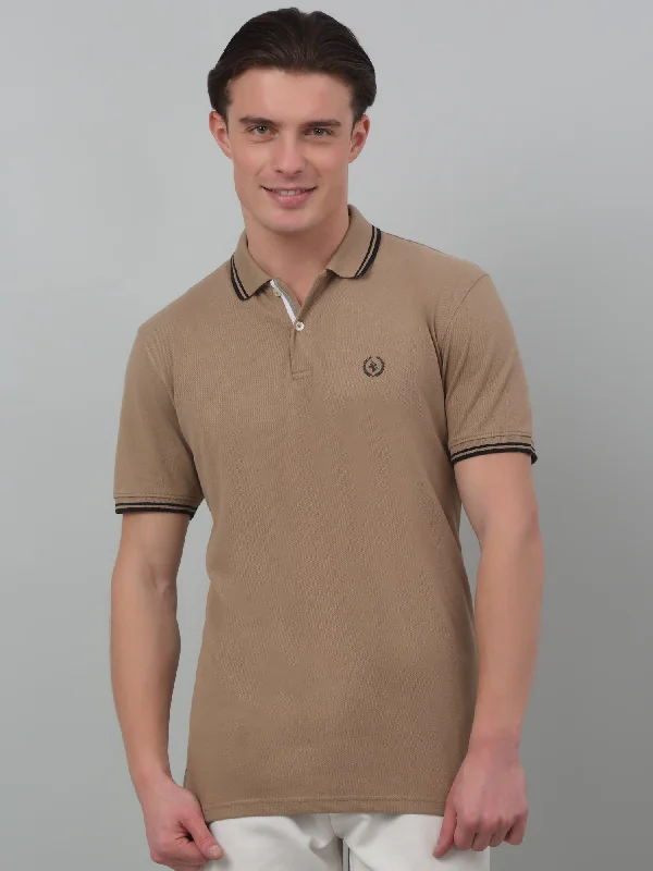 Men's Coffee Brown Polo neck Half Sleeve T-Shirt