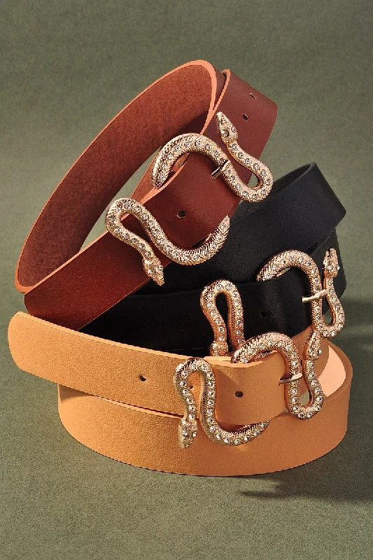 Snake Buckle Leather Belt