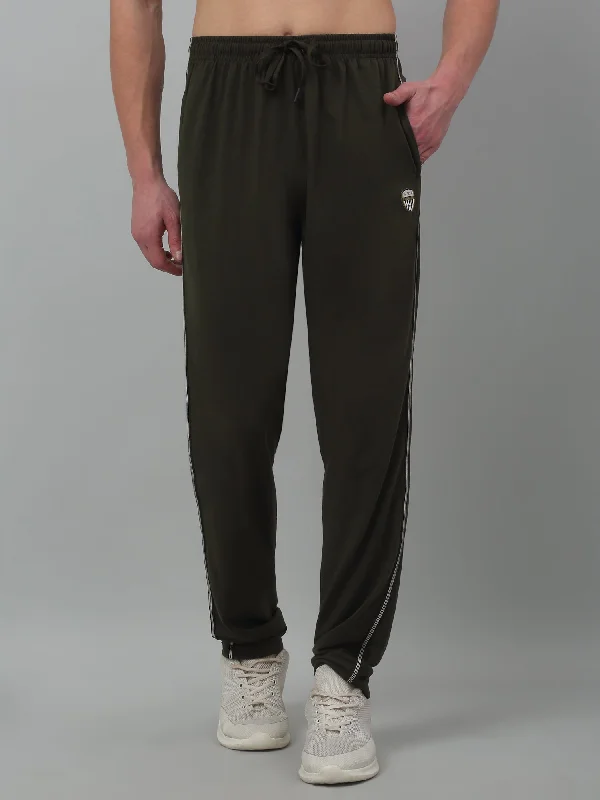 Men's Olive Green Summer Solid Drawstring Casual Track Pant