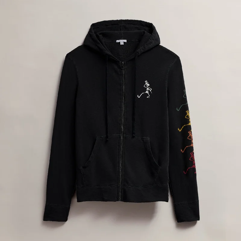 Men's Grateful Dead Dancing Skeleton Full Zip Hoodie - Black