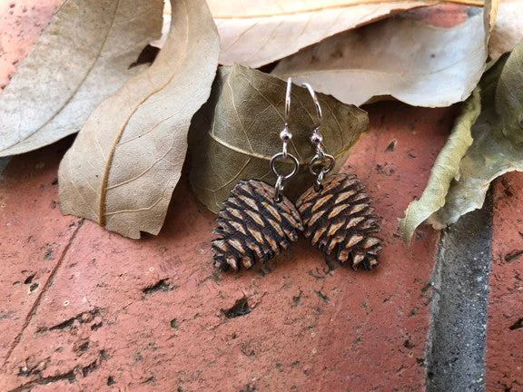 Wooden Pinecone Earrings