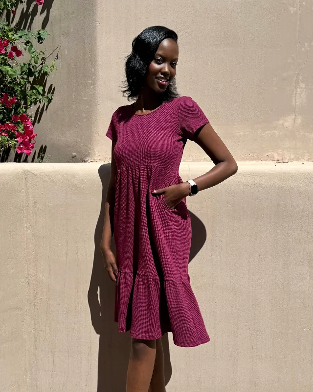 PHOENIX waffle knit dress in Raspberry