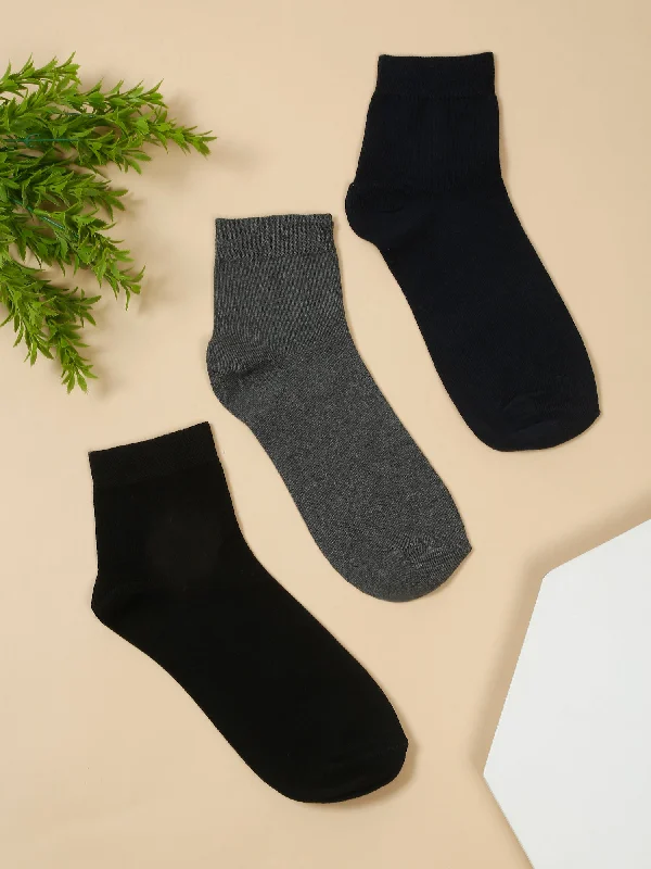 Men's Mix (Navy,Grey,Black) Basic Ankle length Socks -Pack of 3