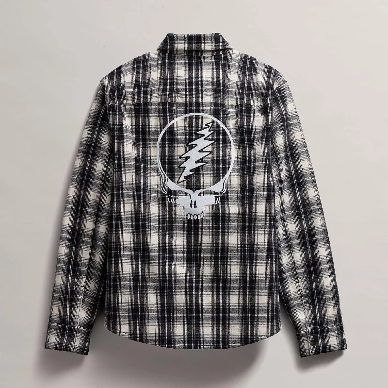 Men's Grateful Dead Sherpa Lined Plaid Jacket - Black/White