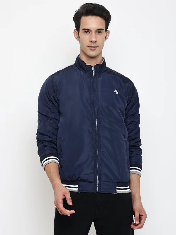 Men Navy Blue Jacket