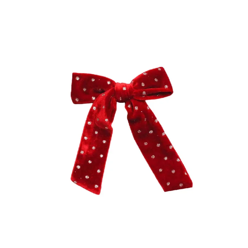 Girls Velvet Long Tail Bow