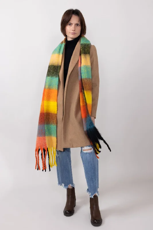 Plaid Scarf for Women in Orange | WCL120077-ORA