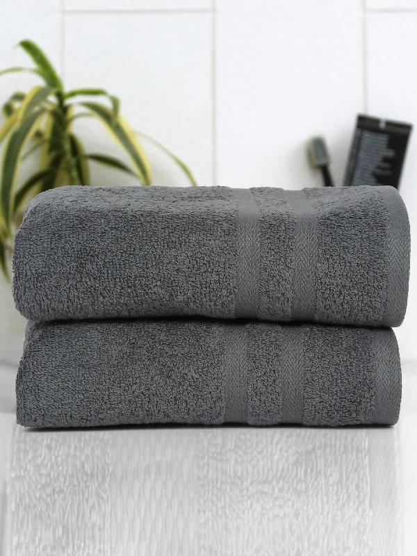 Unisex Dark Grey Basic Terry Hand Towel -Pack of Two