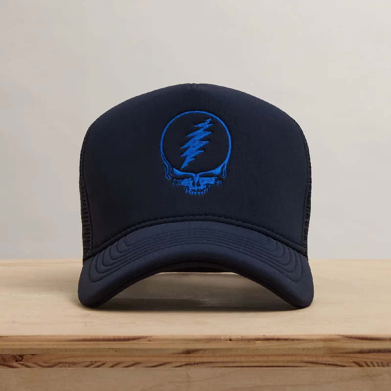 Grateful Dead Single Color Skull Embroidery Trucker - Navy