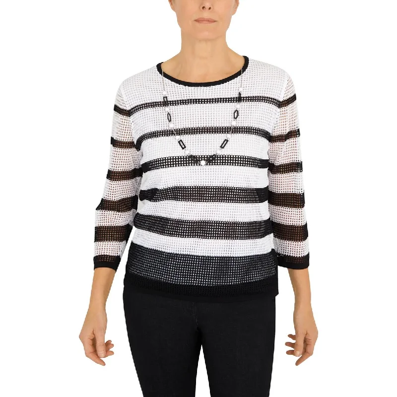 Womens Striped Viscose Pullover Sweater