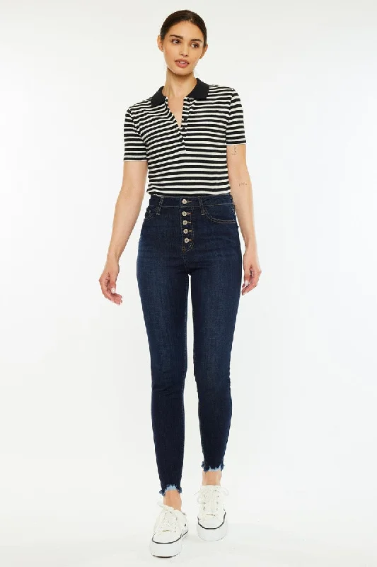 High Rise Button Fly Super Skinny Jeans