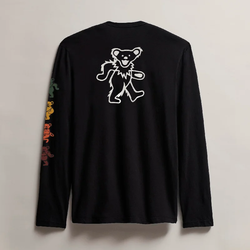 Men's Grateful Dead Dancing Bear Long Sleeve Tee - Black/White