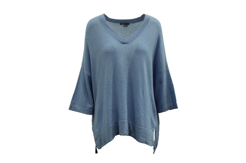 Vince Oversized Sweater in Light Blue Cashmere