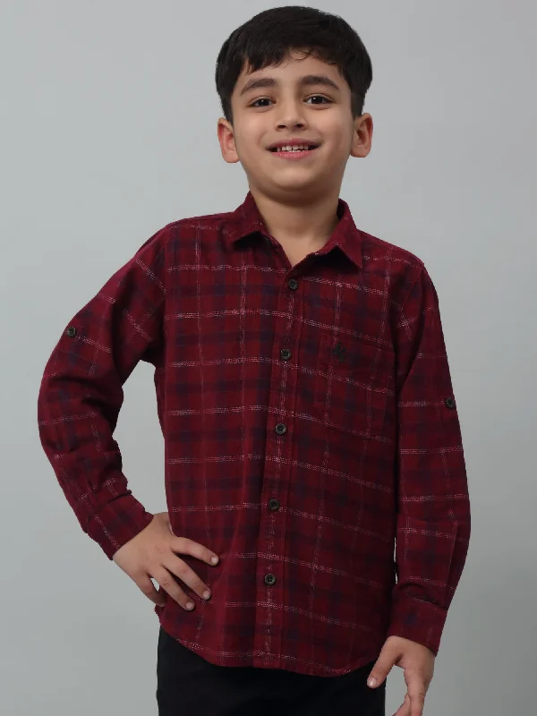 Boys Casual Navy Blue Full Sleeve with Tab  Shirt