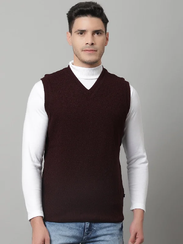 Mens Maroon Melange Sweater