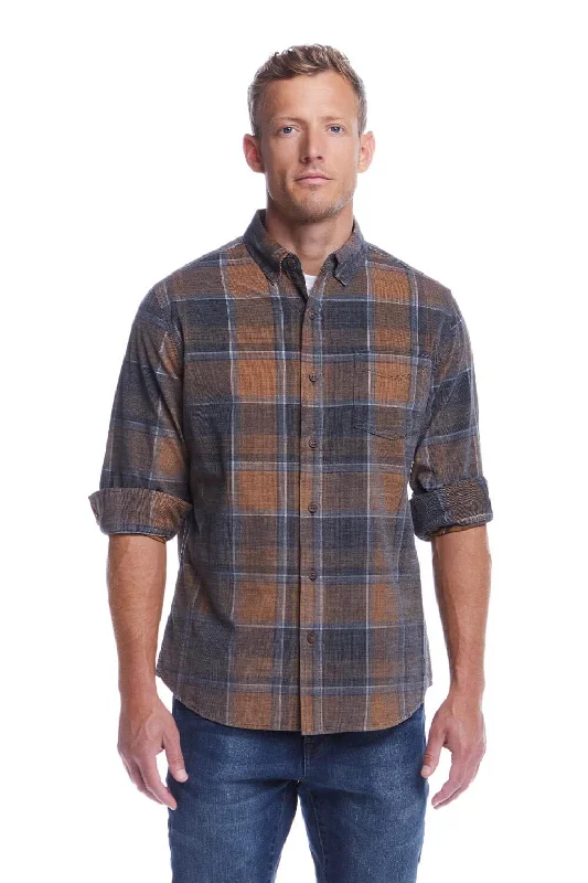 Weatherproof Vintage Distressed Corduroy Flannel Shirt for Men in Golden Brown | F2485801GK-GOLDENBROWN