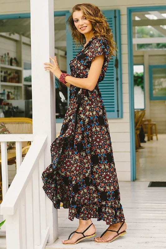 Claire Long Floral Summer Wrap Dress