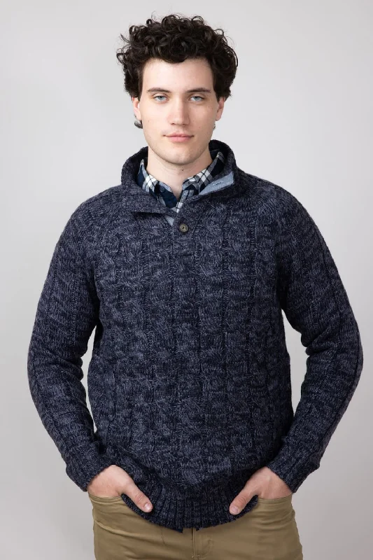 Weatherproof Vintage Cable Button Neck Sweater for Men in Indigo | F2440639GK-INDIGO