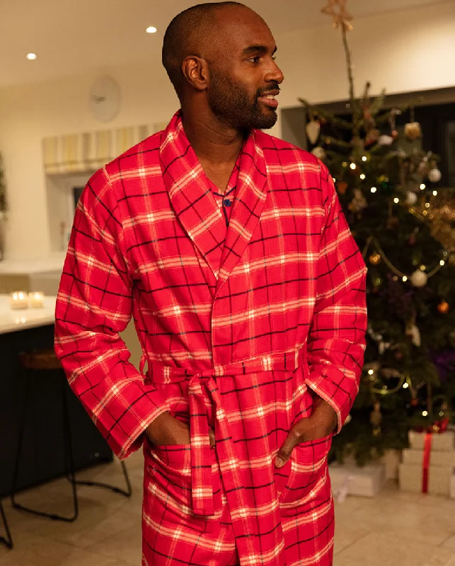 Noél Mens Super Cosy Check Long Dressing Gown