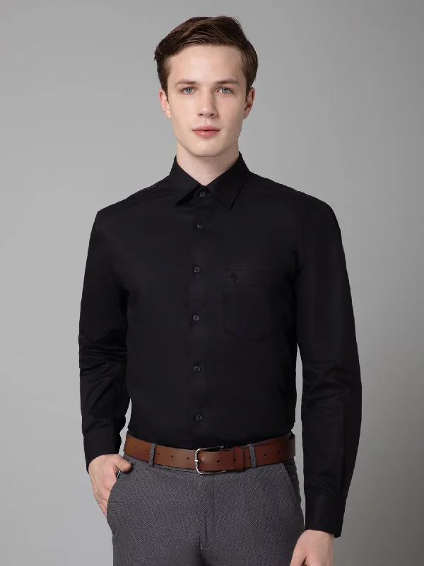 Men's Black Formal Plain Full Sleeve Shirt