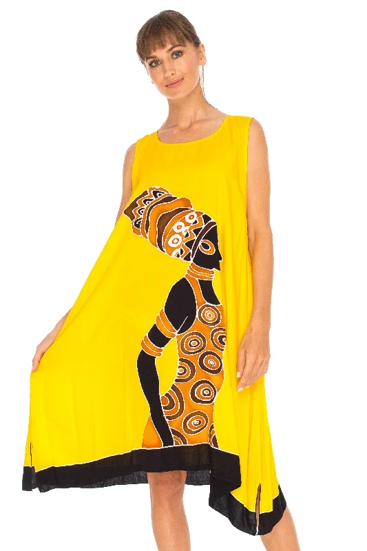 Woman with Headpiece Design Yellow