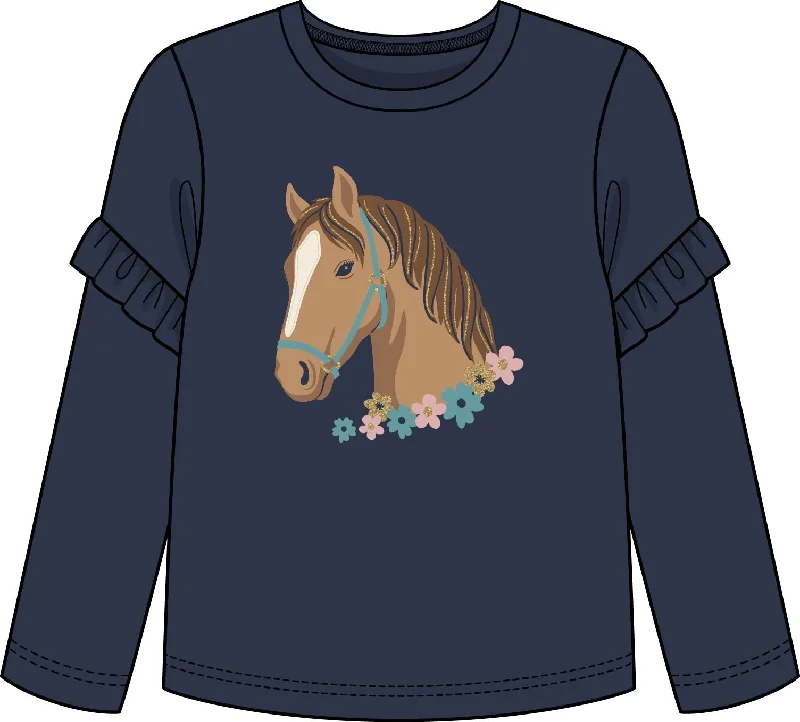 2 Piece Girls Horse Top & Flower Leggings