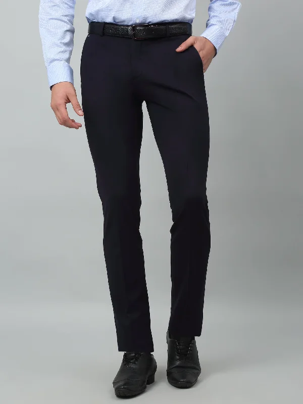 Men's Formal Flat front Navy Blue  Trousers