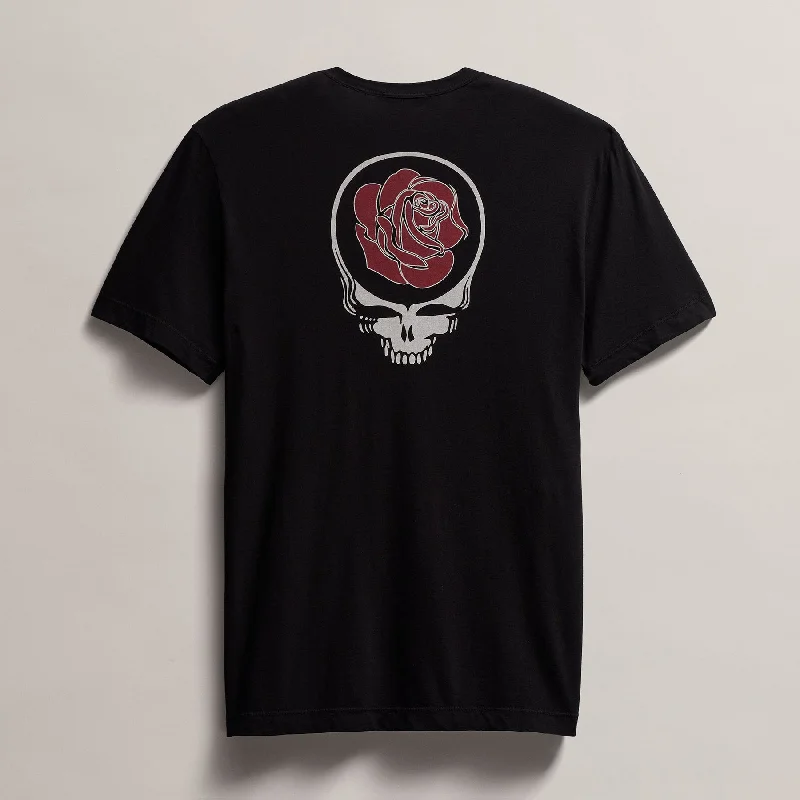 Men's Grateful Dead Rose Short Sleeve Tee - Black with Red