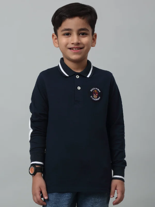 Boys Casual Navy Blue Full Sleeve  T-Shirt