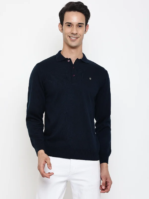 Men Navy Blue Sweater