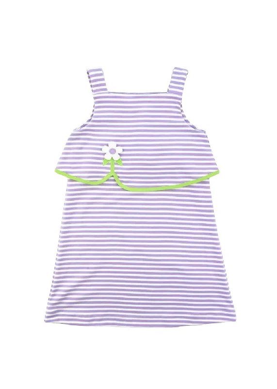 Lovely Lavender Stripe Knit Dress With Flower