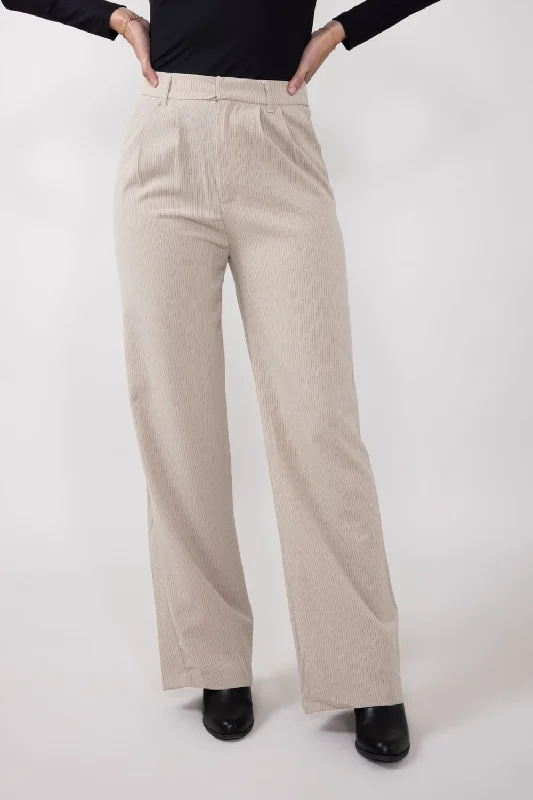 Love Tree Striped Pants for Women in Beige | 6959PN-BEIGE