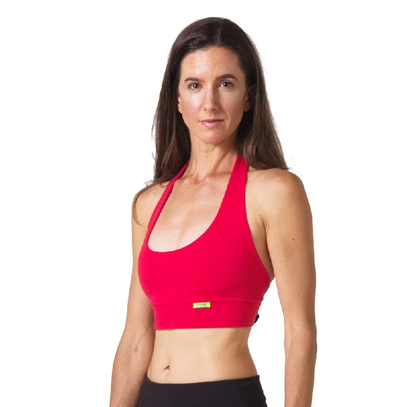 Love Lace-up Halter Yoga Bra - Red