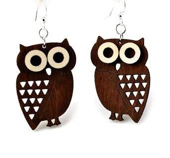 Wooden Owl Earrings