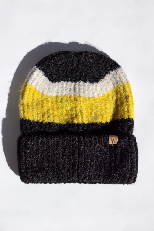 Multi Stripe Knit Beanie for Women in Black | YCB320050-BLACK