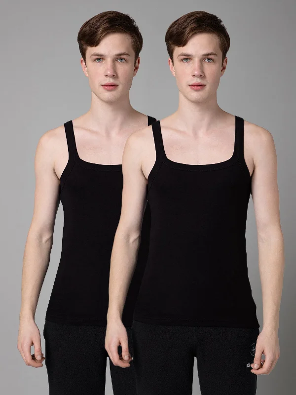 Mens Pack of 2 Black Gym Vest